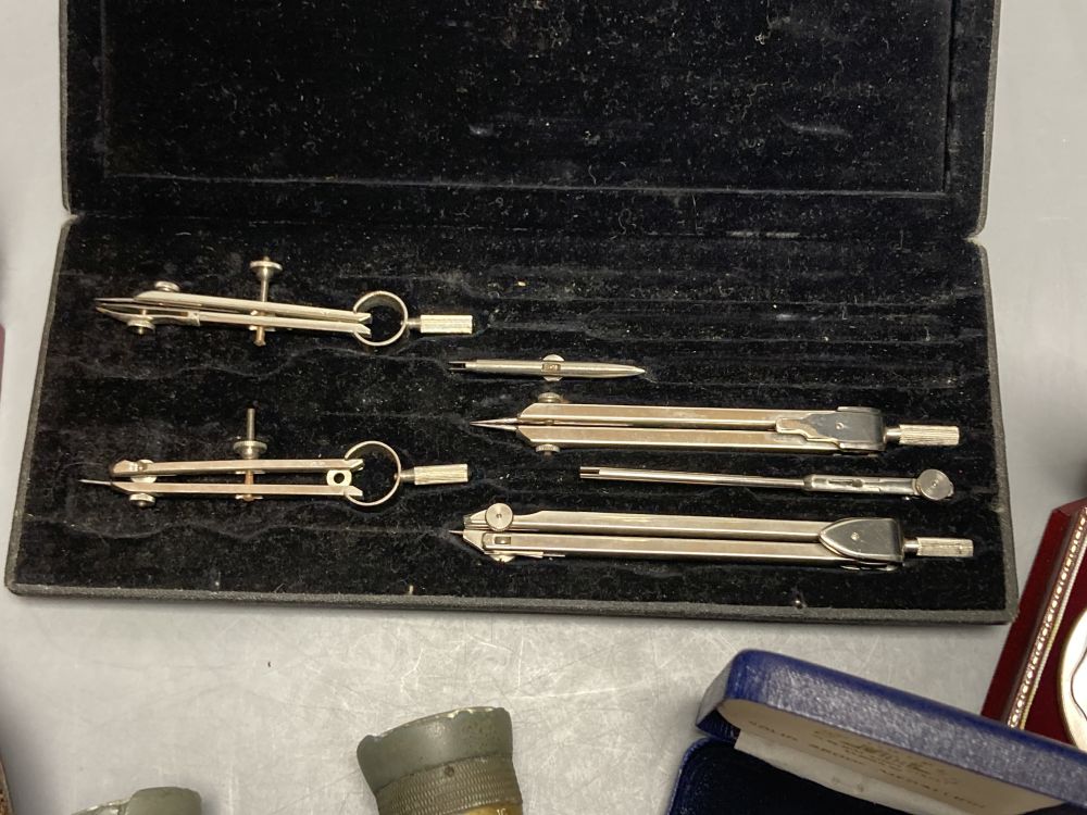 Miscellaneous collectables including drawing instruments, a camera etc.